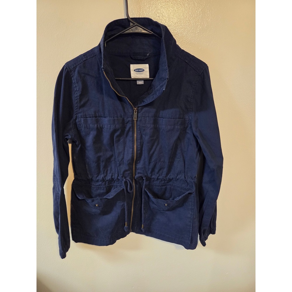 Old Navy Womens Medium Navy Blue Utility Field Jacket Cotton Canvas Full Zip